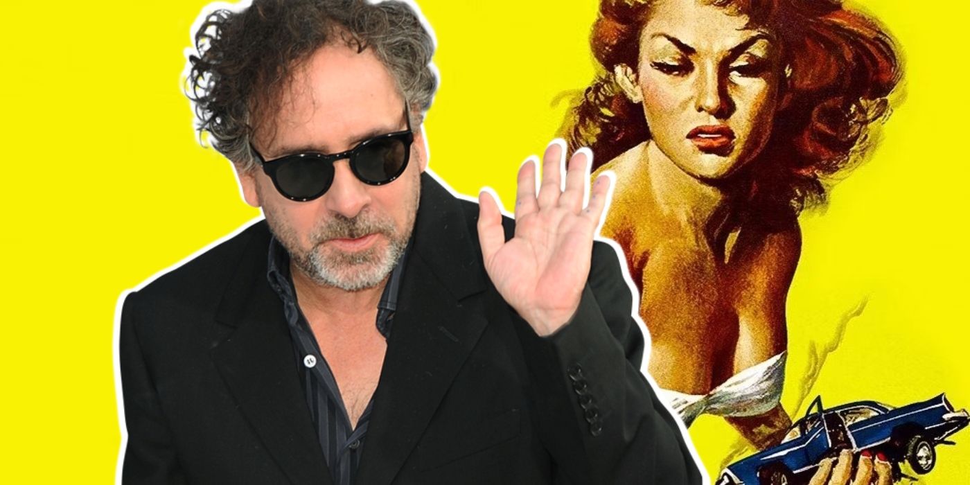 Tim Burton with Attack of the 50 Foot Woman poster