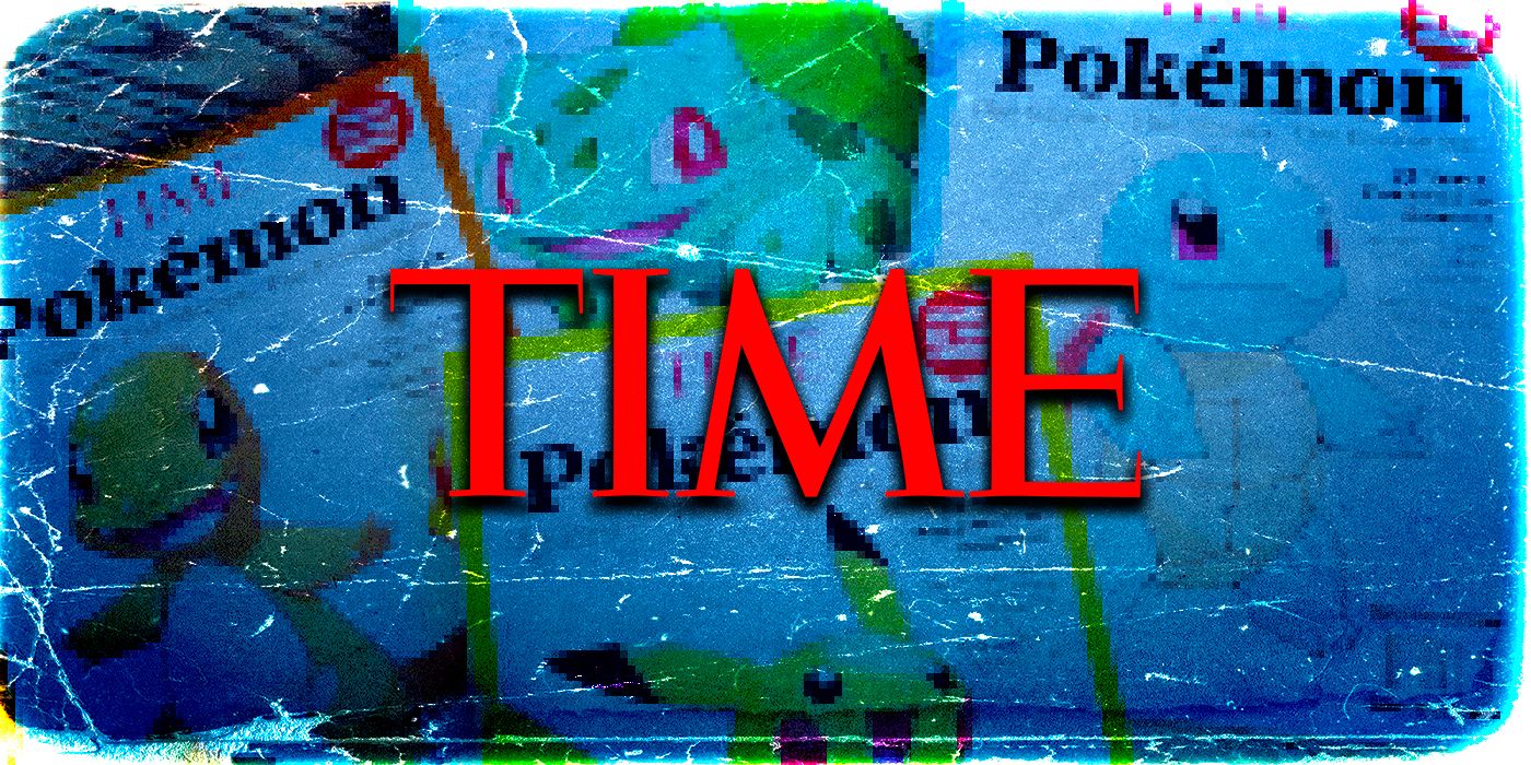 The official Time Magazine logo with the special-edition four Pokemon editions