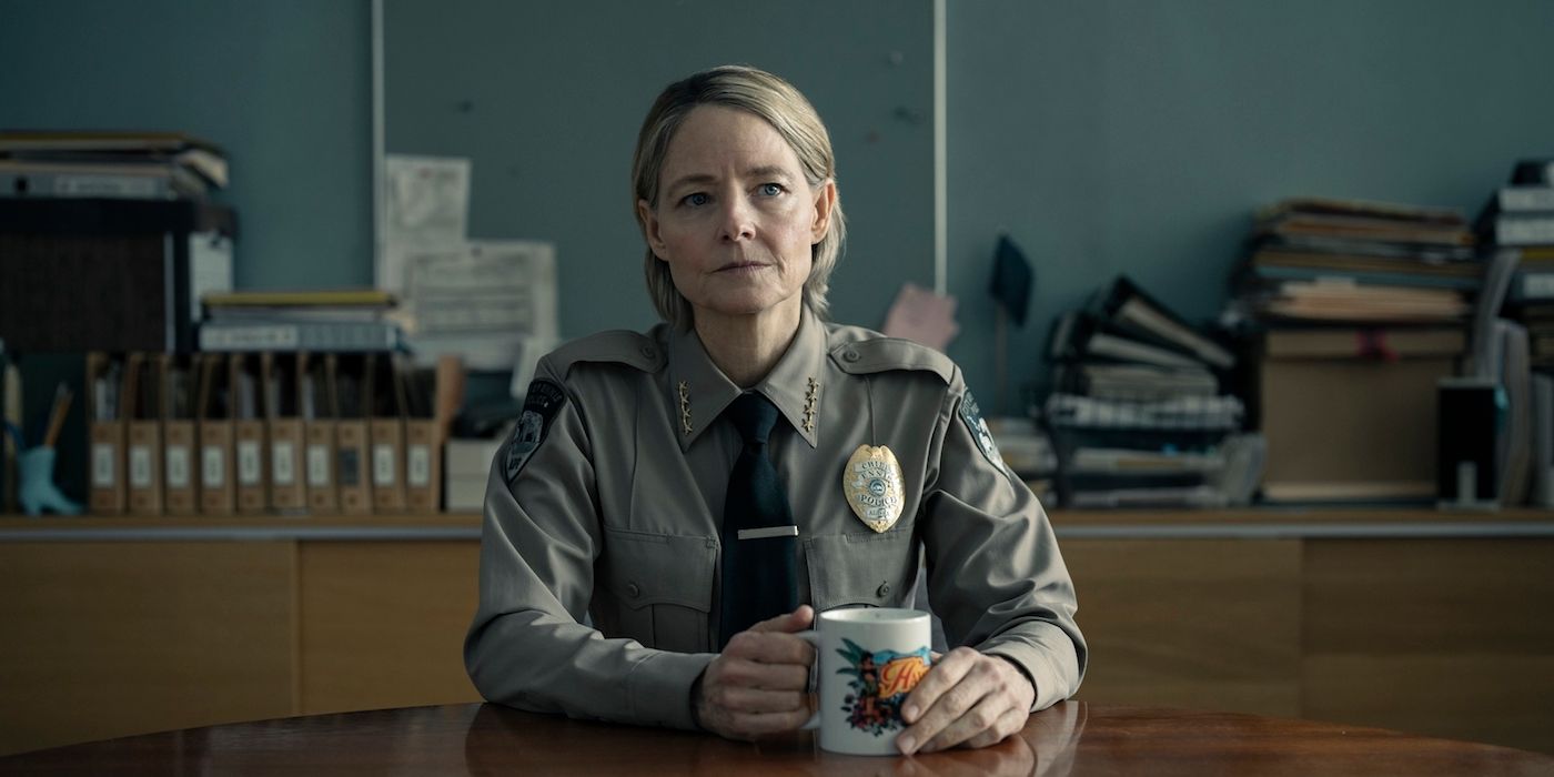True Detective: Night Country's Danvers holds a coffee cup