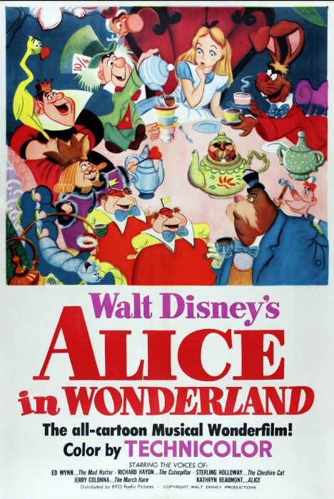 Walt Disney's Alice in Wonderland technicolor movie poster