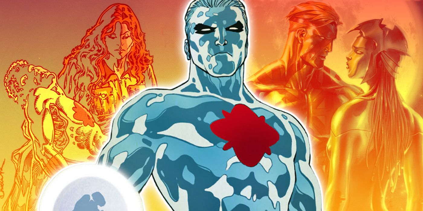 Captain Atom with his failed relationships from the comics in the background