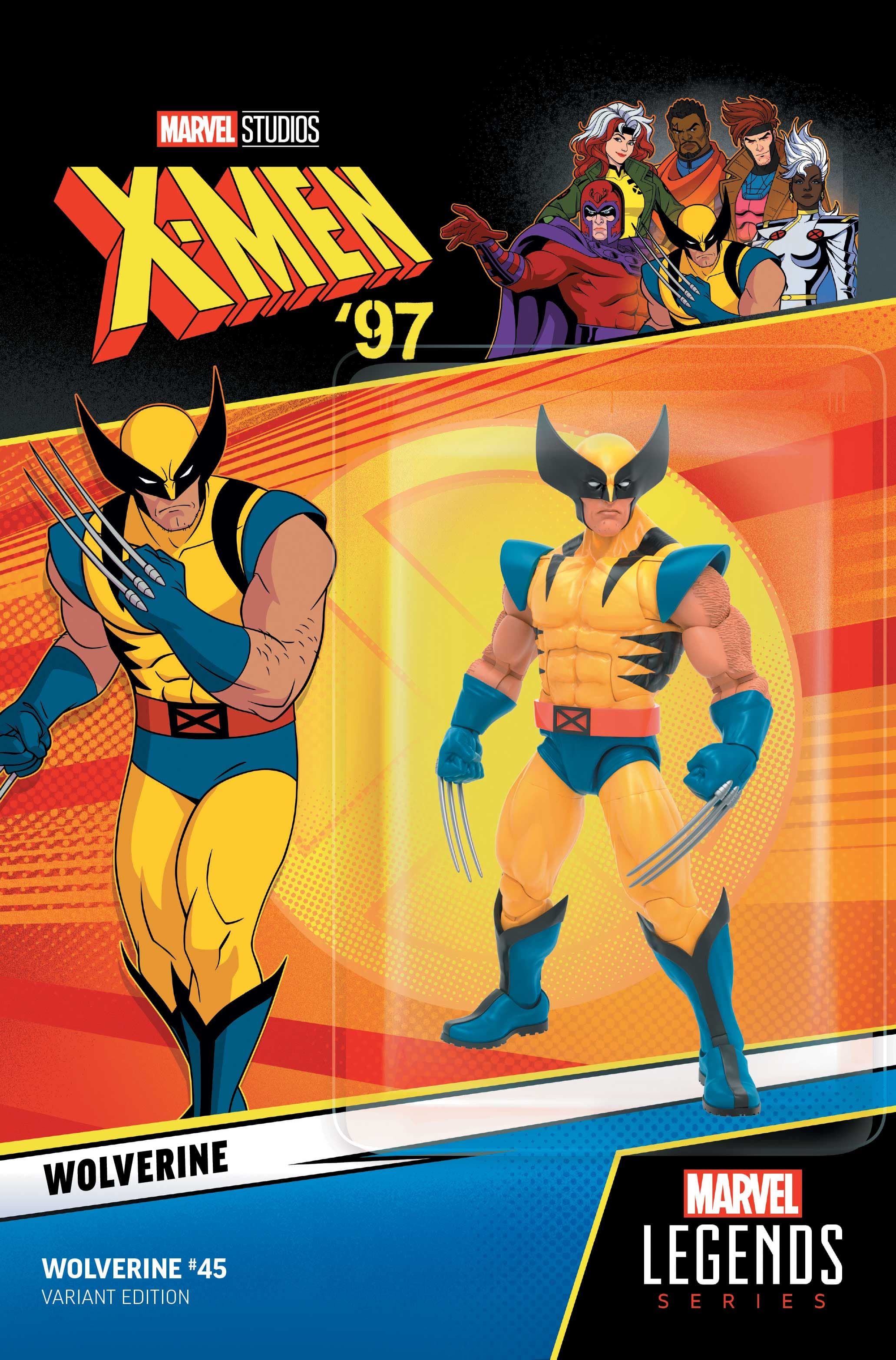 Capa variante de boneco de ação Wolverine #45 X-Men 97