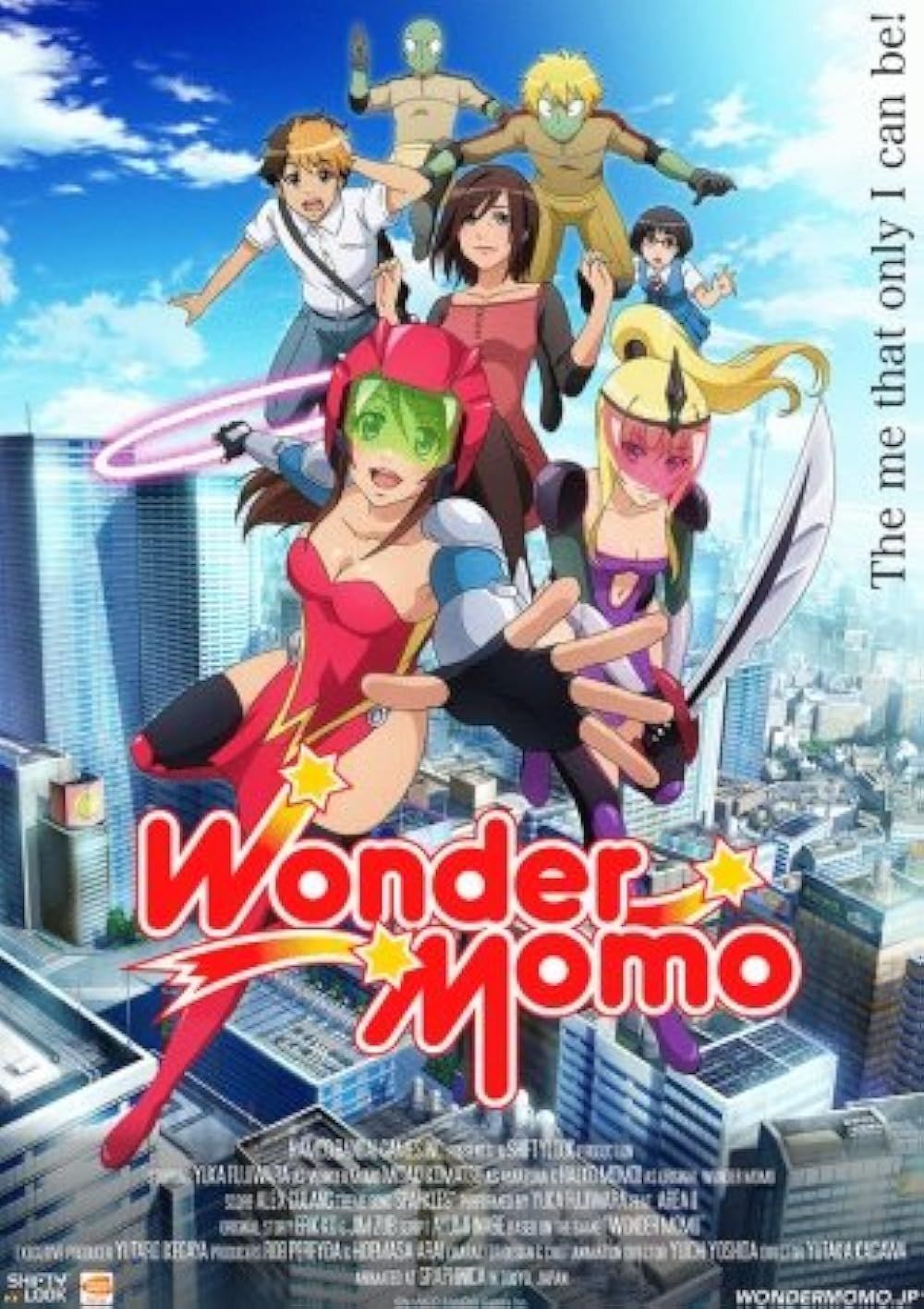 Wonder Momo anime poster with the titular characters and her allies flying 