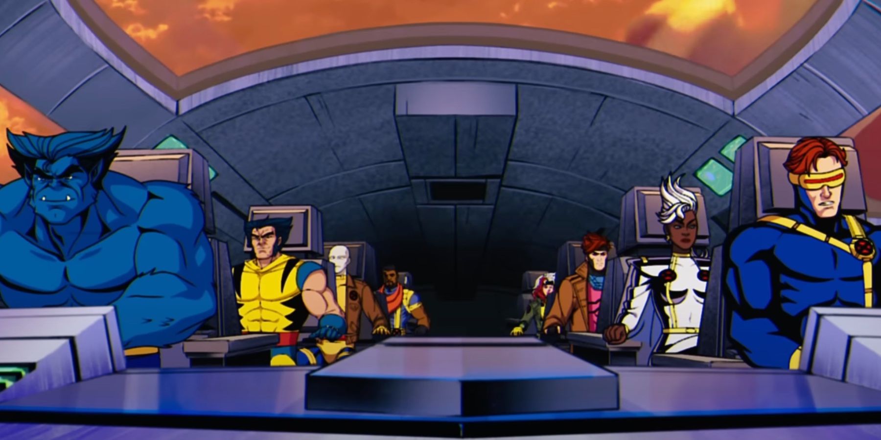 The X-Men sit in the Blackbird in X-Men 97