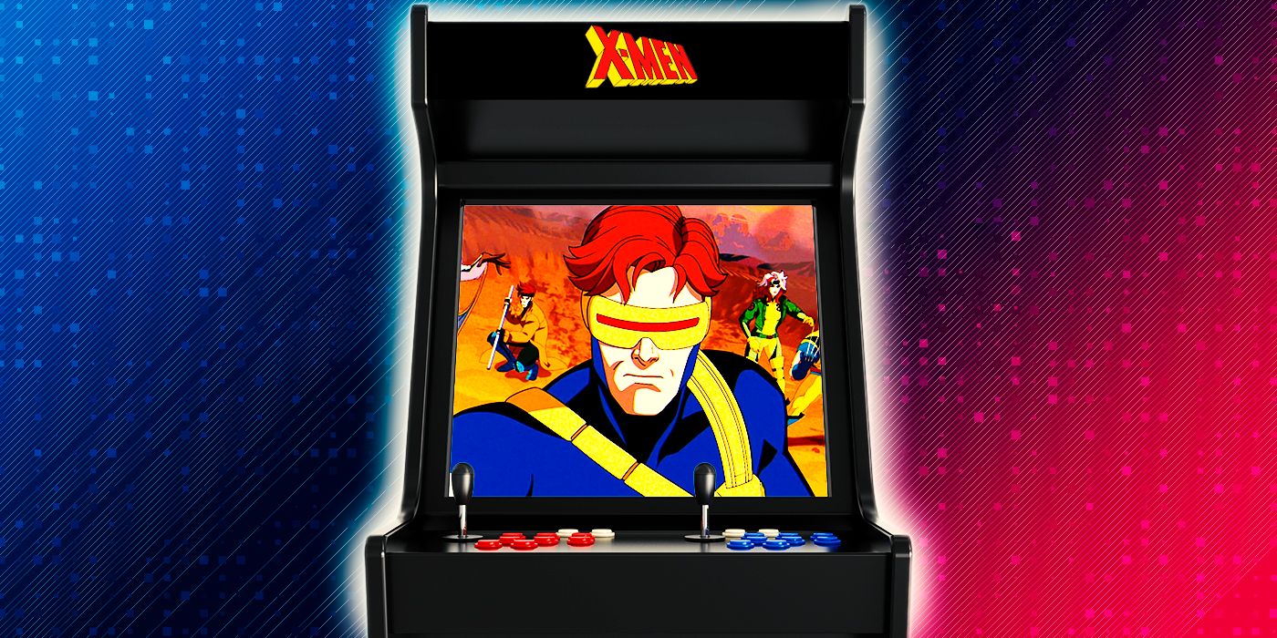 An X-Men-themed arcade console