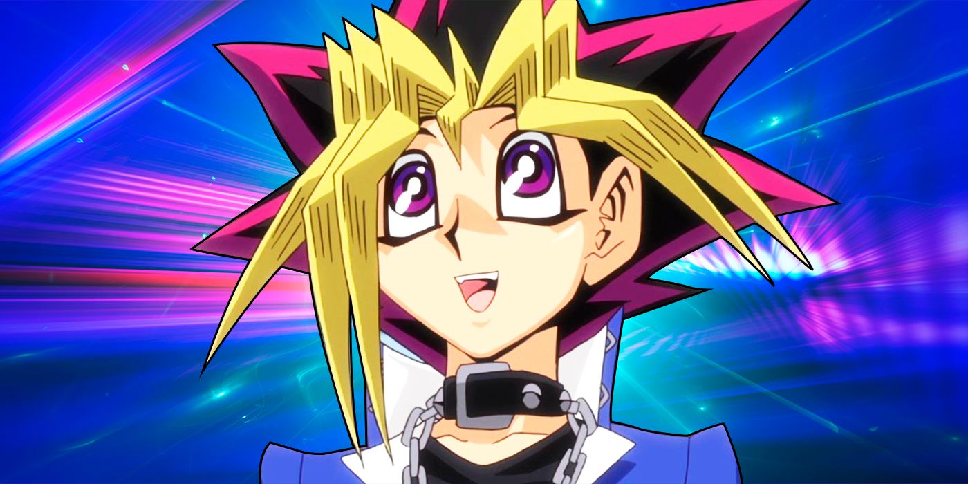 Yugi Muto smiling and looking up in Yu-Gi-Oh!