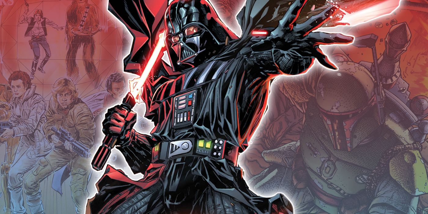 Darth Vader with covers to Classic Star Wars and War of the Bounty Hunters in the background