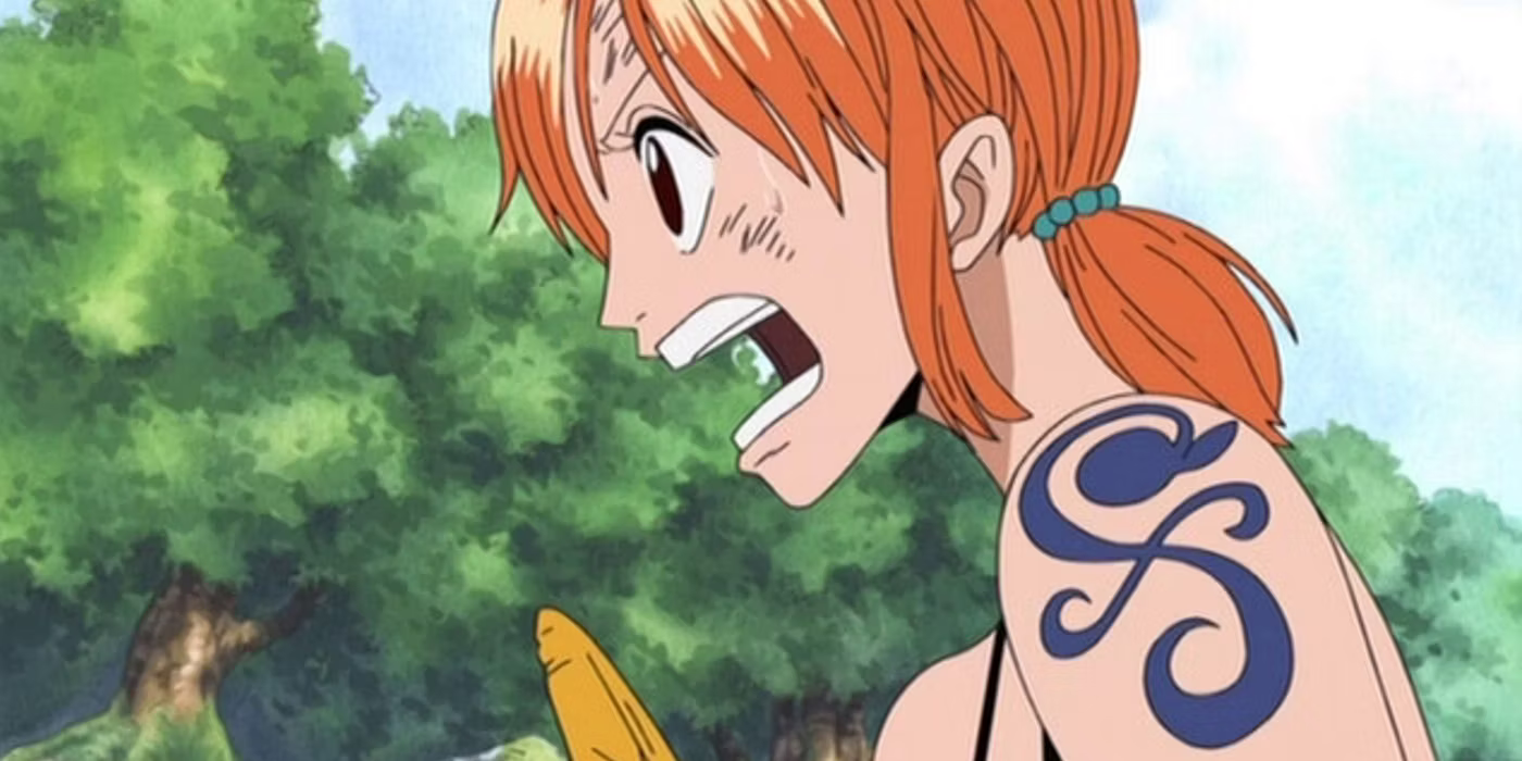 Nami is shocked in One Piece
