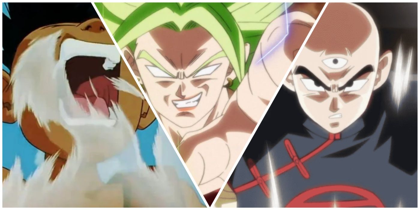 Uub, Berserker Kale, and Tien from Dragon Ball.