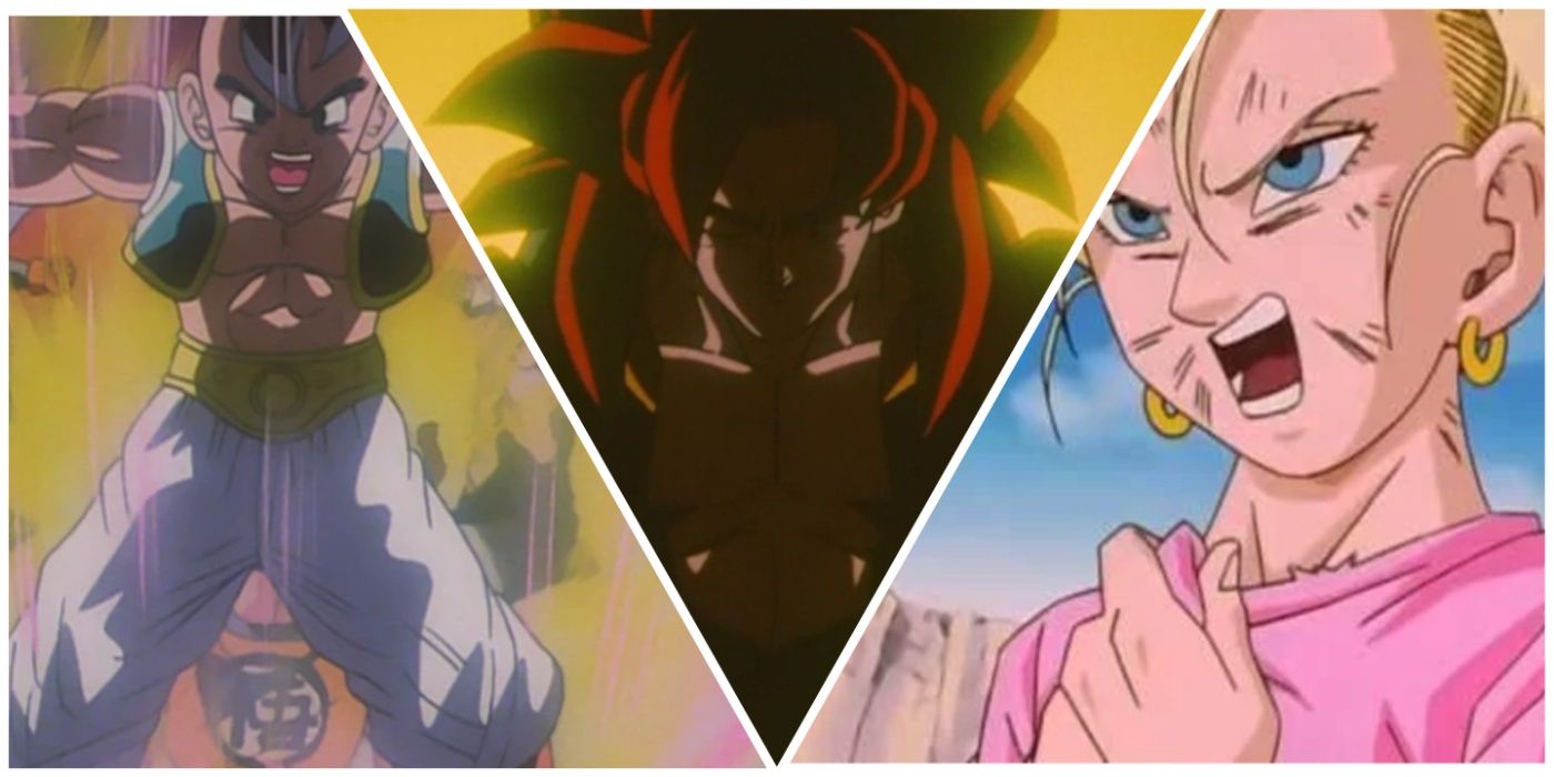 Uub, Gogeta, and Android 18 from Dragon Ball GT.