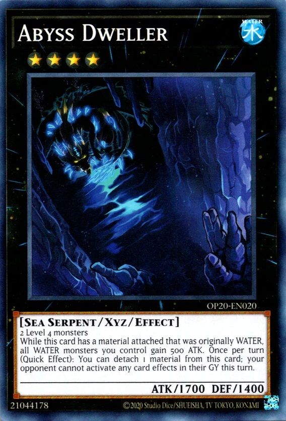 Yu-Gi-Oh Xyz monster Abyss Dwellerin the deep, dark caves.