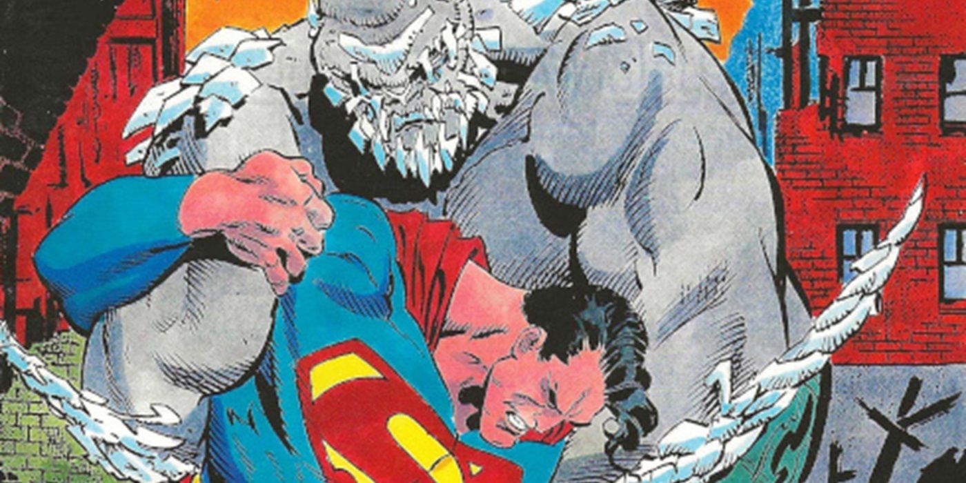 Superman struggling with Doomsday