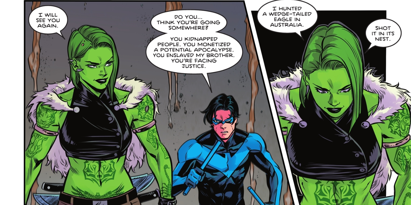 Apex Ava walks away from Nightwing.