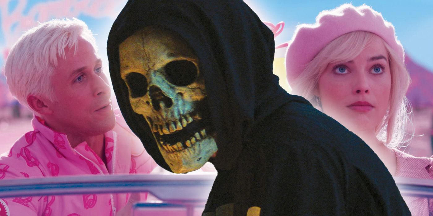 A composite image featuring screengrabs from Barbie and Fear Street.