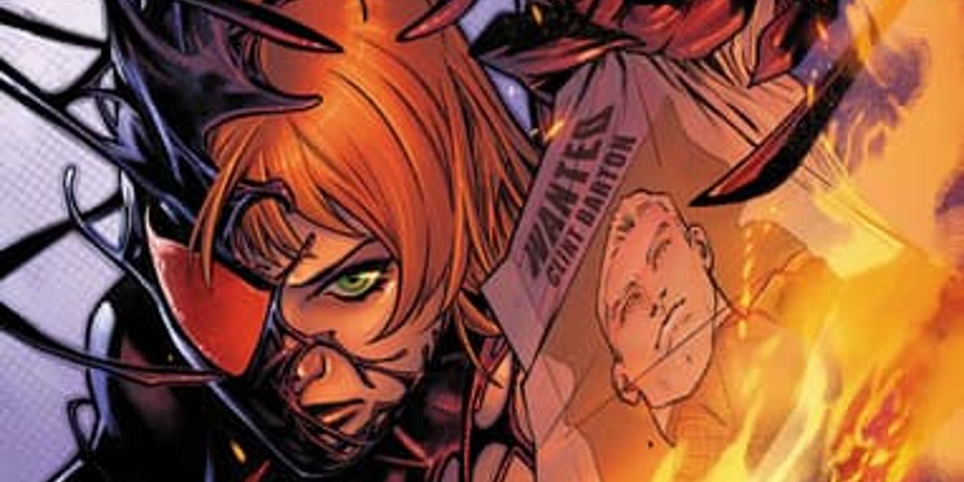 Natasha's symbiote emerges in Black Widow & Hawkeye #2.