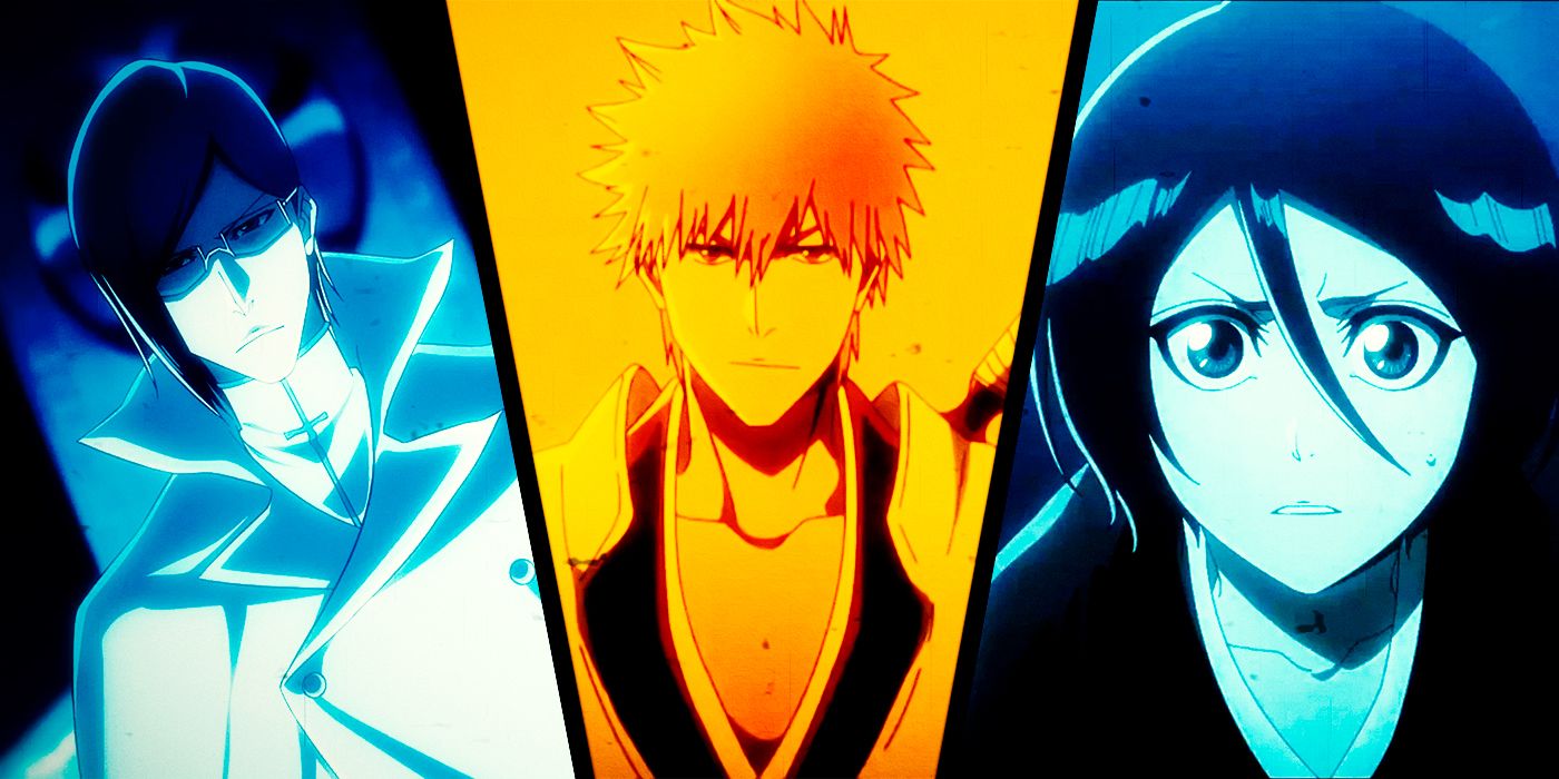 Uryu, Ichigo, and Rukia from the Bleach anime.