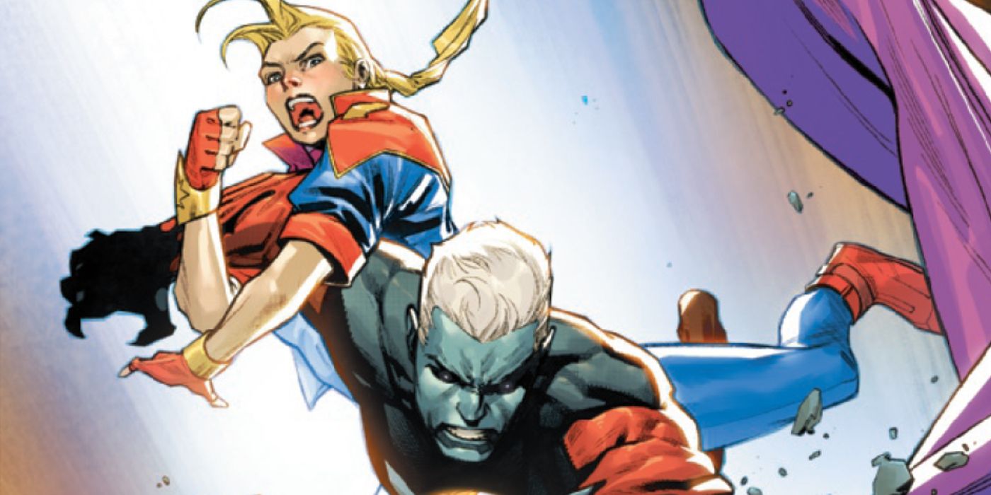 Carol Danvers fighting in Captain Marvel #6 cover.