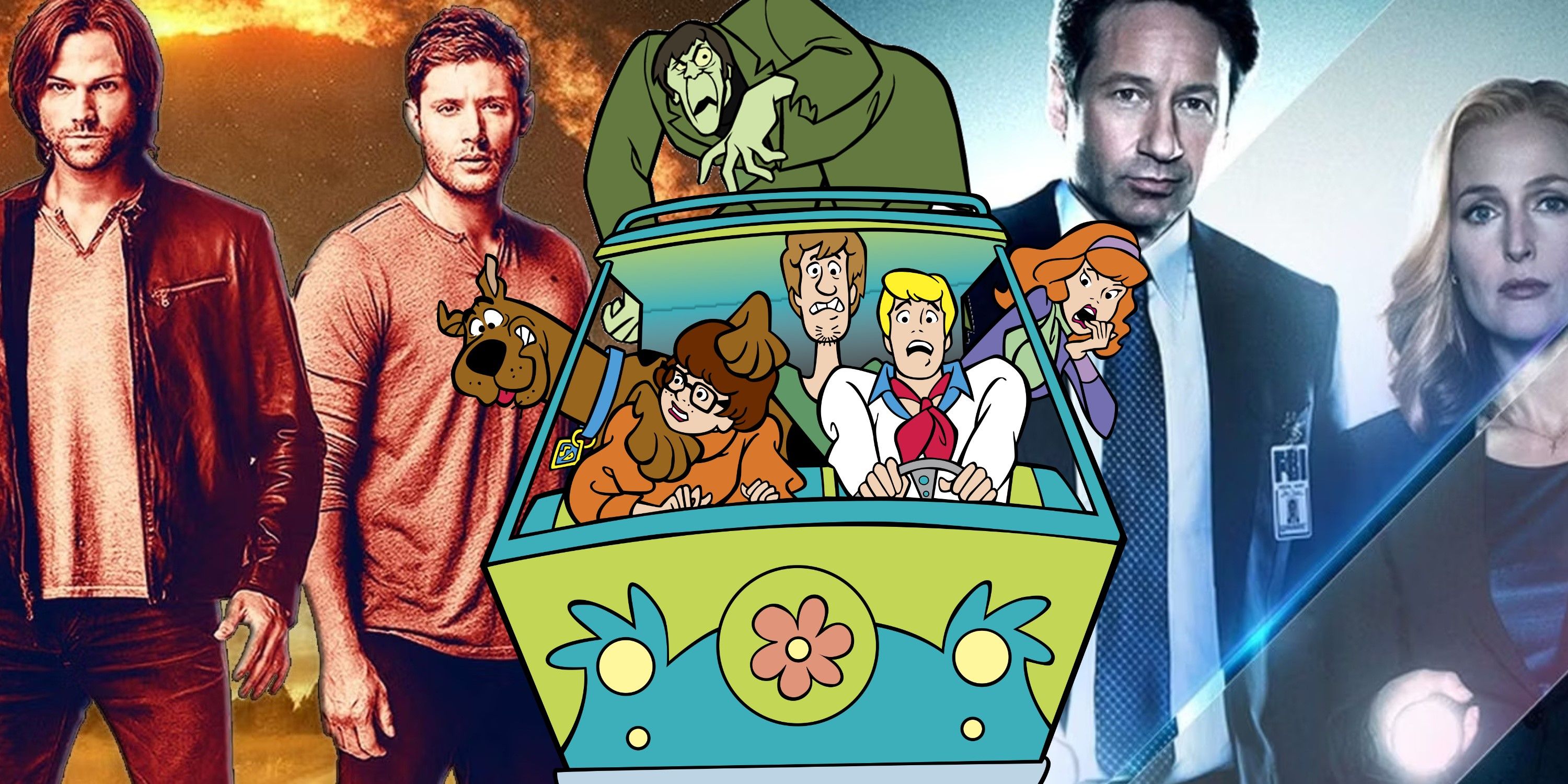 Composite image Dean and Sam Winchester, Scooby gang, Mulder and Scully-1