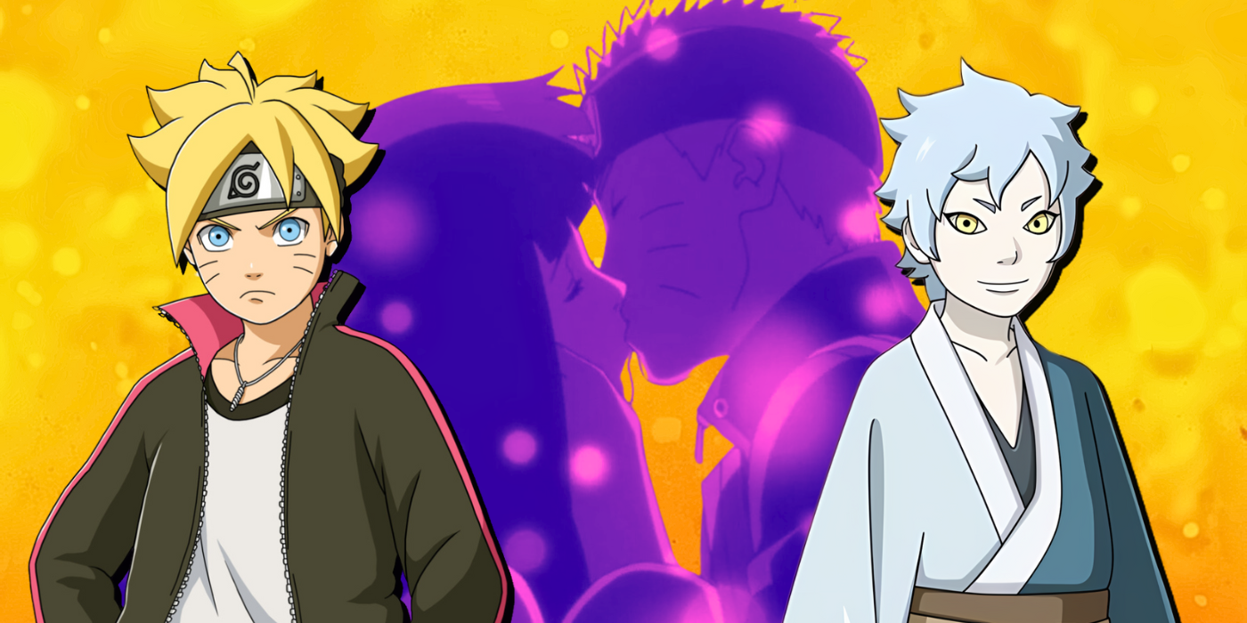 Custom Image of Boruto and Mitsuki with Naruto and Hinata kissing in the background