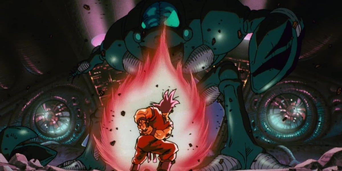 Kaio-Ken Goku luta contra o Dr. Wheelo em Dragon Ball Z: The World's Strongest.