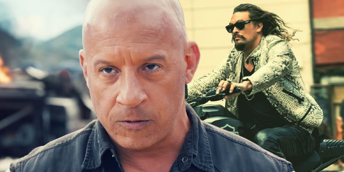 Split: Dominic Toretto (Vin Diesel) and Dante Reyes (Jason Momoa) in Fast X