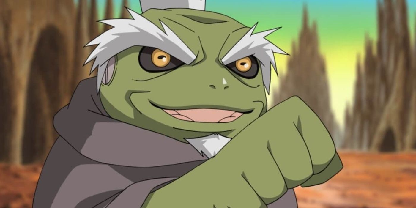 fukasaku the toad holds up his fist