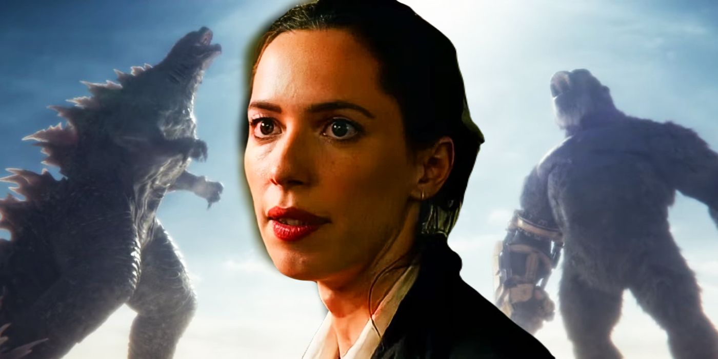 Godzilla, Ilene Andrews (Rebecca Hall), and King Kong in Godzilla x Kong: The New Empire
