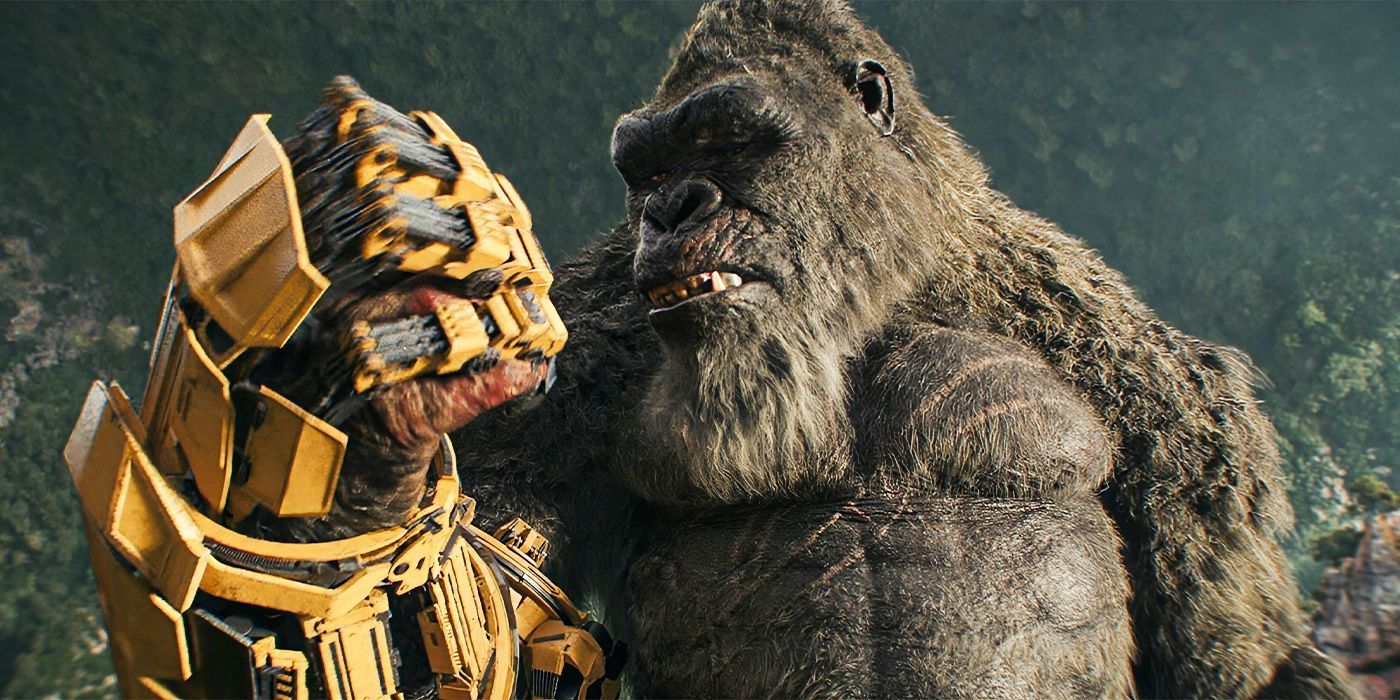 Kong watches his robotic gauntlet hand in Godzilla x Kong: The New Empire