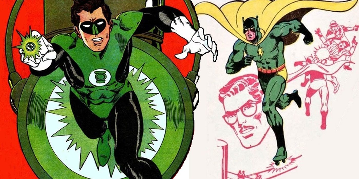 Hal Jordan next to his cousin, who is a superhero