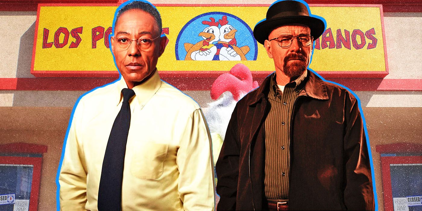 Gus Fring and Walter White in Front of Los Pollos Hermanos