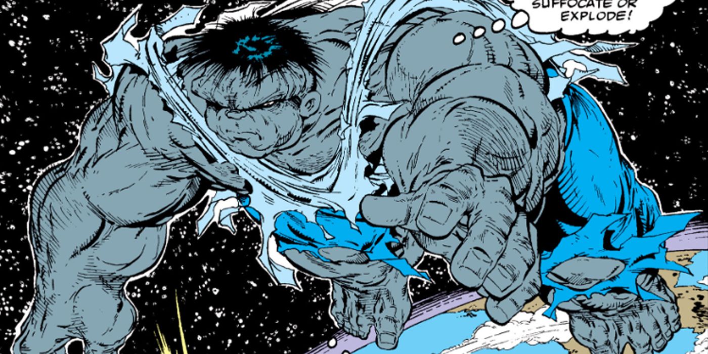 Hulk holding his breath in space after Spider-Man punched him into orbit