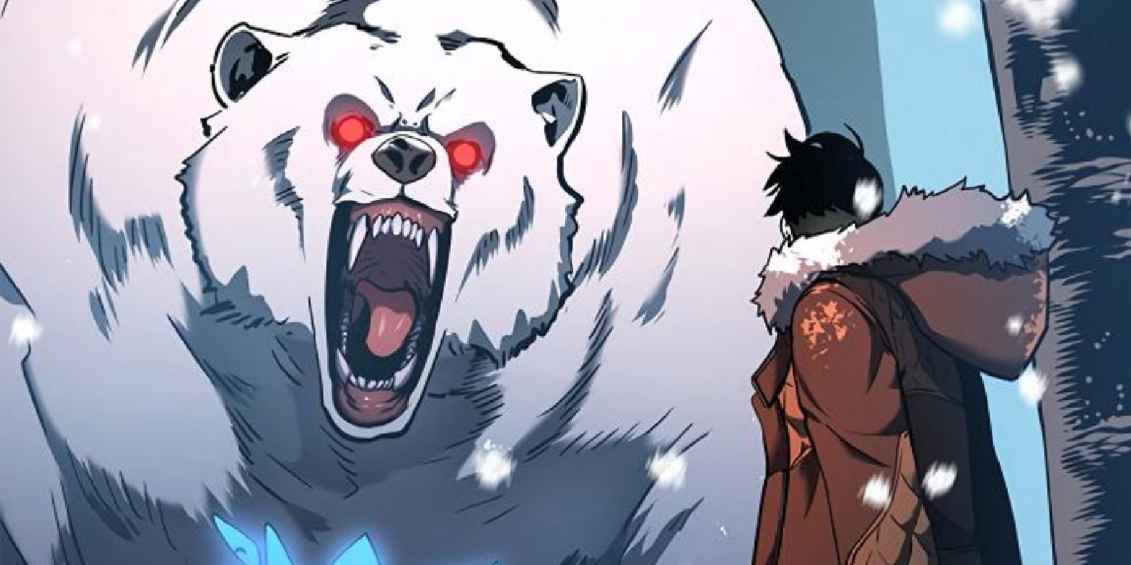 Jinwoo fights an ice bear in the Solo Leveling manhwa