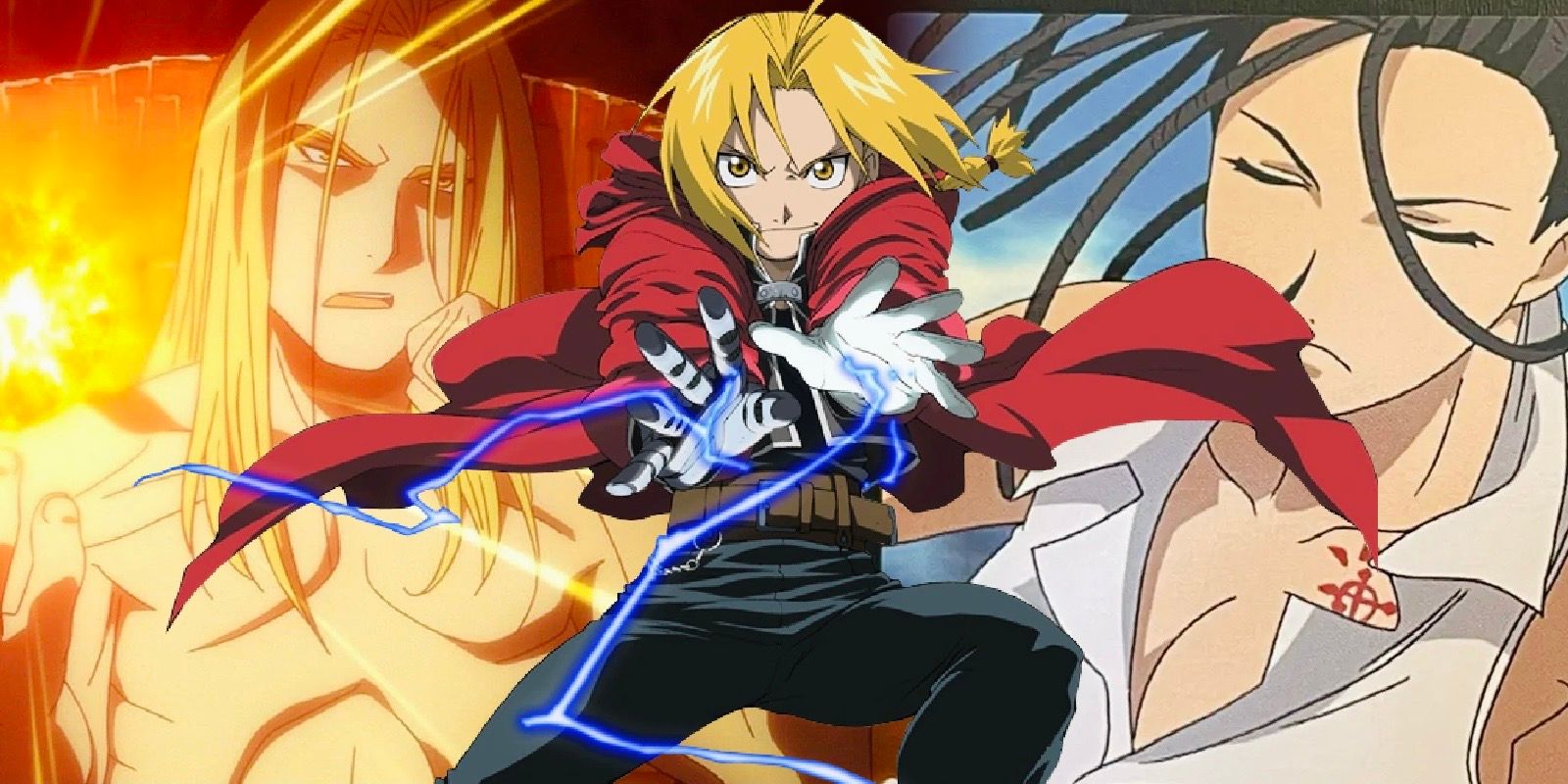 Edward Elric uses alchemy in front of Father and Izumi from Fullmetal Alchemist