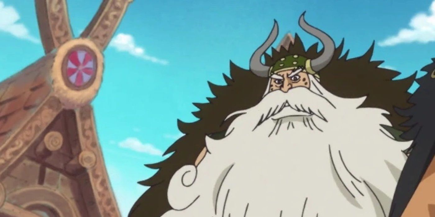Jarul, o guerreiro gigante, olha para alguém em One Piece.