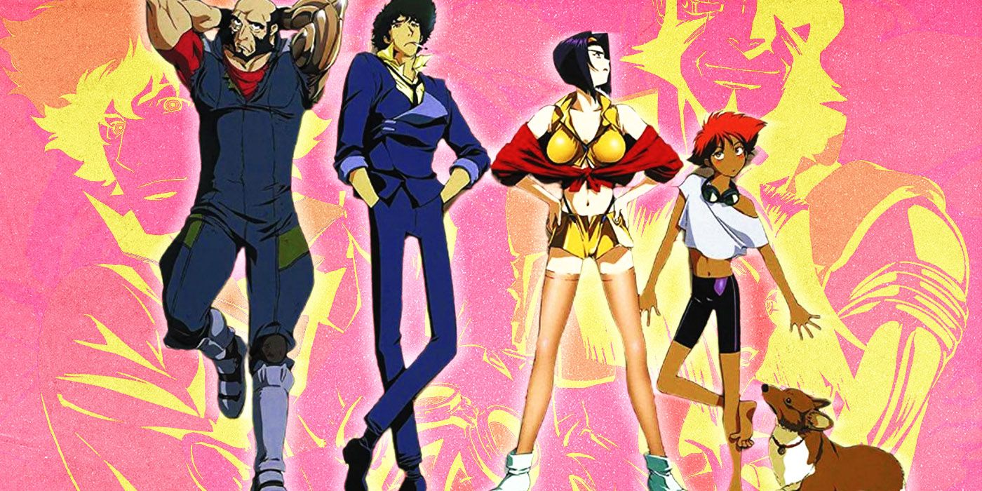 Jet, Spike, Faye, Ed and Ein from Cowboy Bebop.