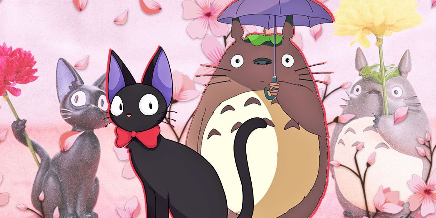 Jiji from Kiki's Delivery Service and Totoro from My Neighor Totoro with vases