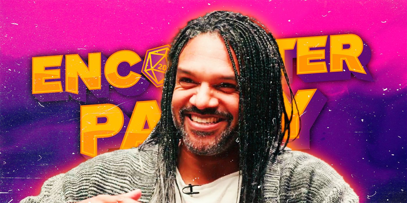 Khary Payton smiles while playing Dungeons and Dragons in Encounter Party