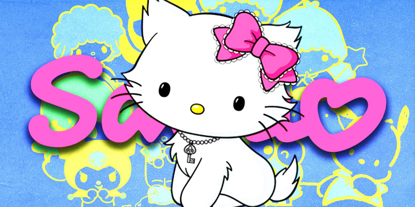 Hello Kitty's pet cat Charmmy Kitty and the Sanrio logo