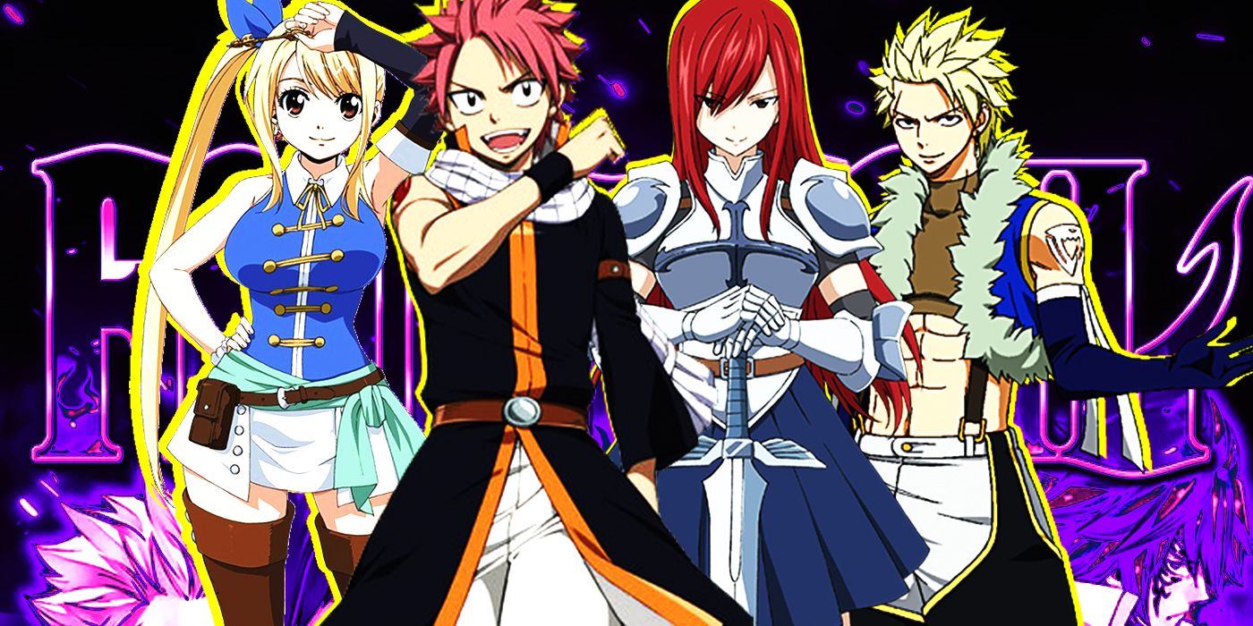 Lucy, Natsu, Erza, and Sting from Fairy Tail