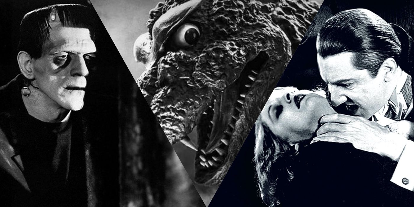 Frankenstein's monster, Godzilla, Dracula biting