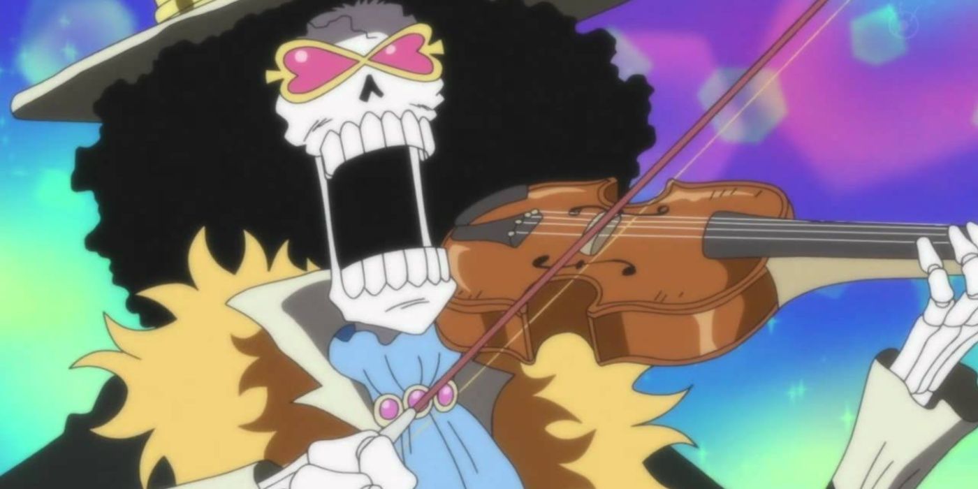Soul King Brook playing his violin after One Piece's timeskip