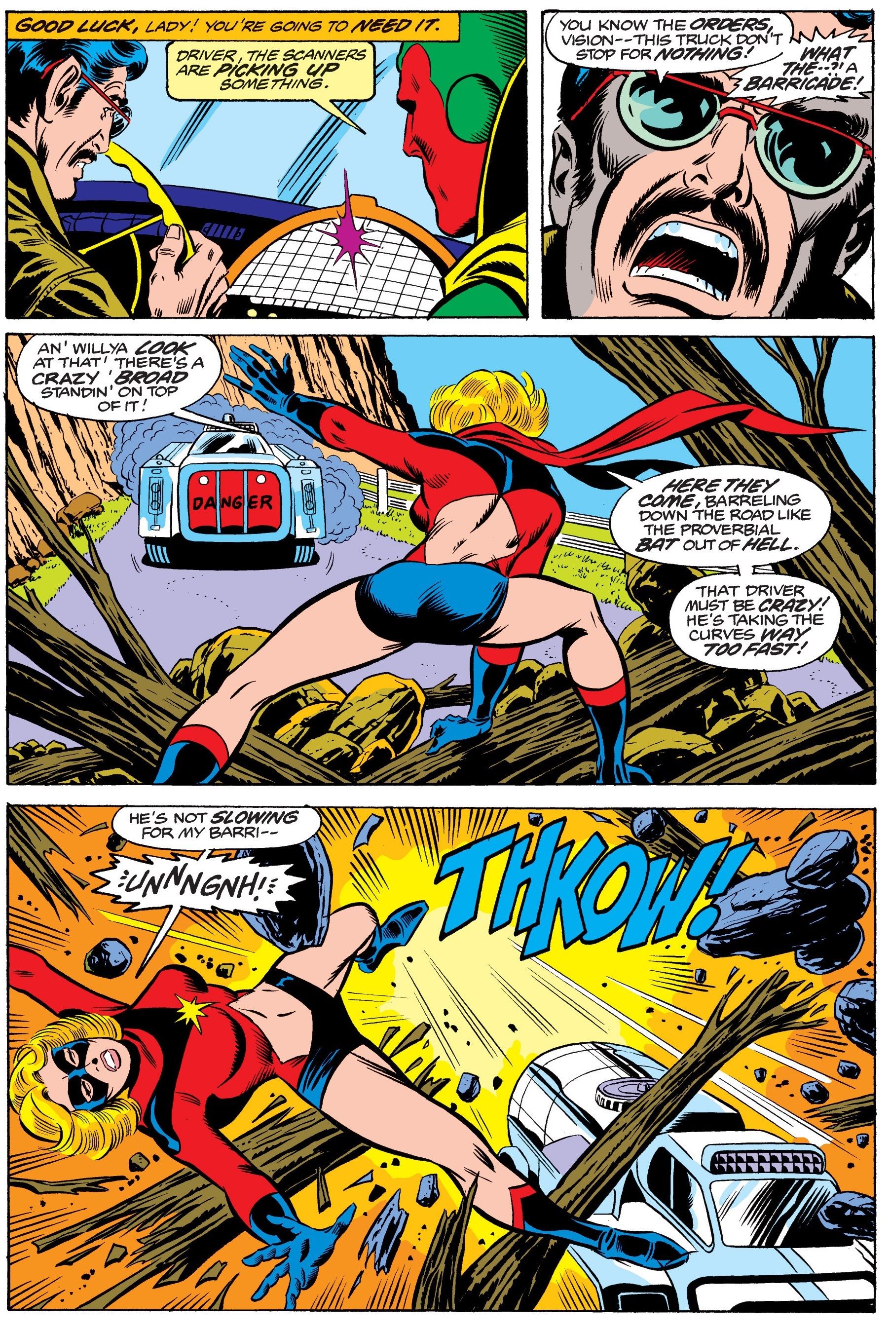 Ms. Marvel tries to stop a Stark super-car