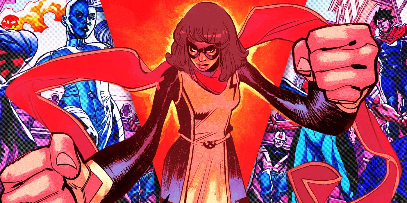 A custom collage of Ms. Marvel and the Children of The Vault from Marvel's Fall of X