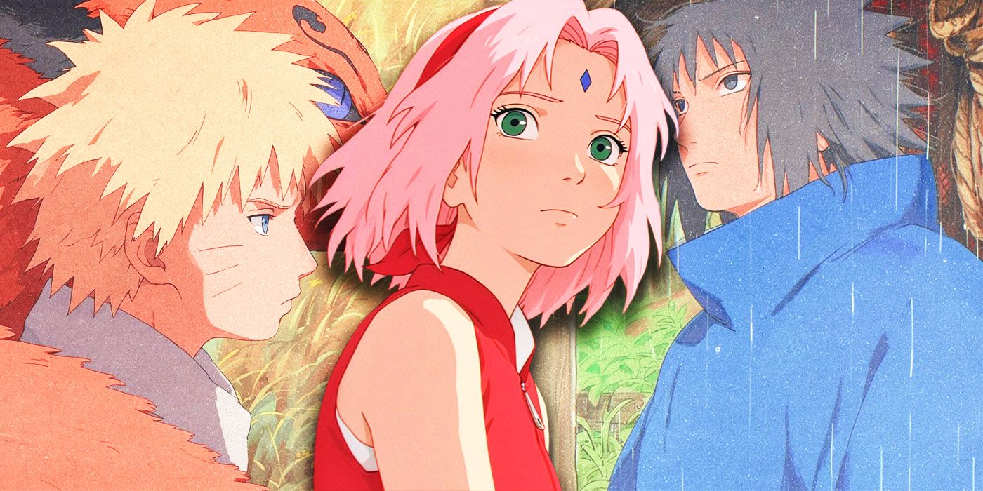 Naruto, Sakura and Sasuke from Naruto's Team 7 in Studio Ghibli style artwork