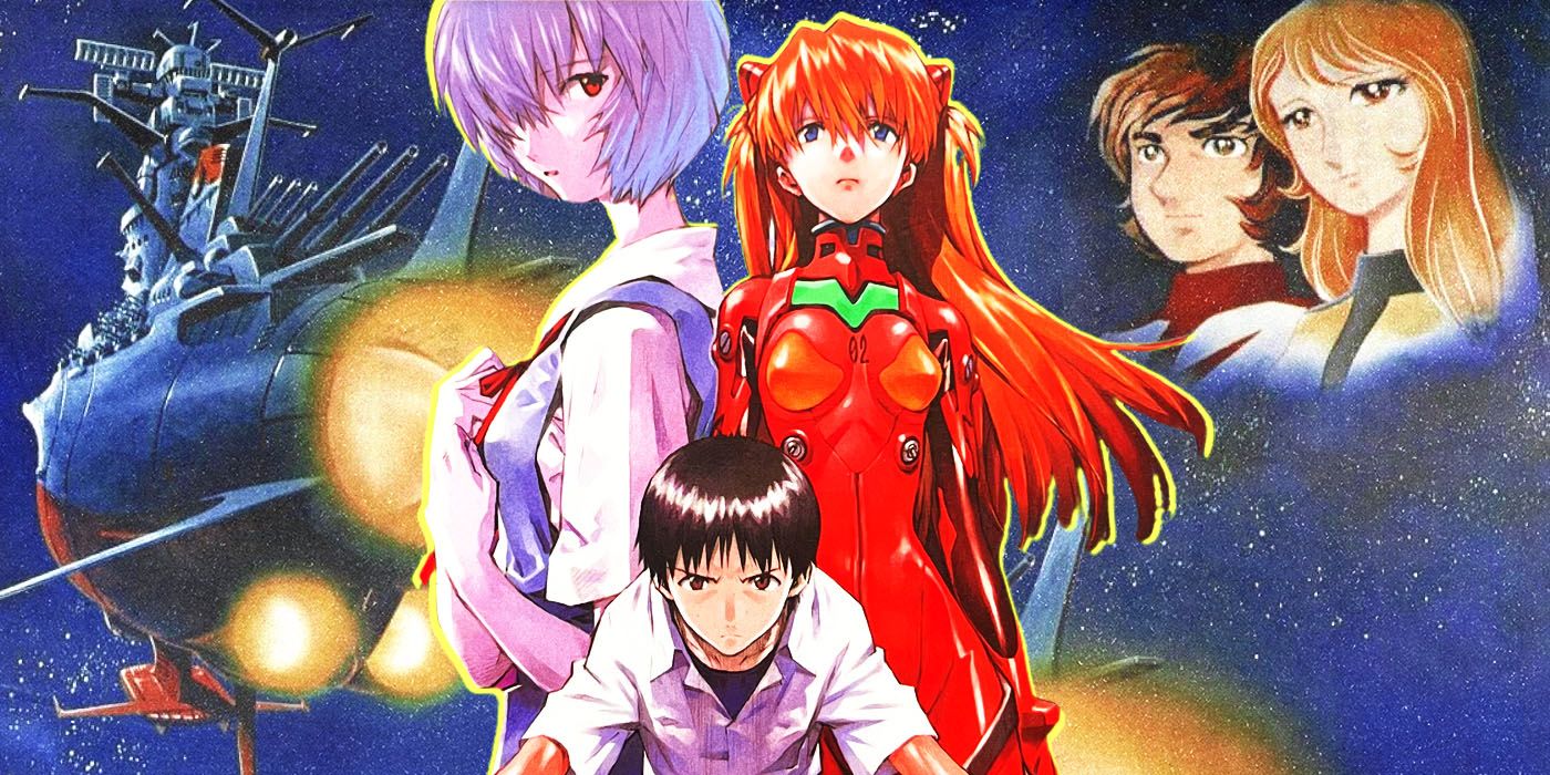 Neon Genesis Evangelion's Rei, Asuka and Shinji and Space Battleship Yamato collage