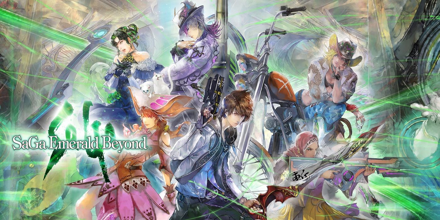 SaGa Emerald Beyond key art showing all the game's main characters.