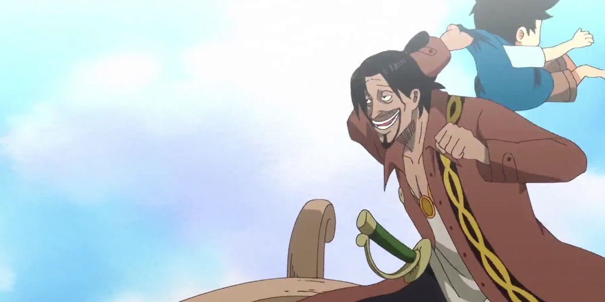 Higuma throws little Luffy into the sea in One Piece