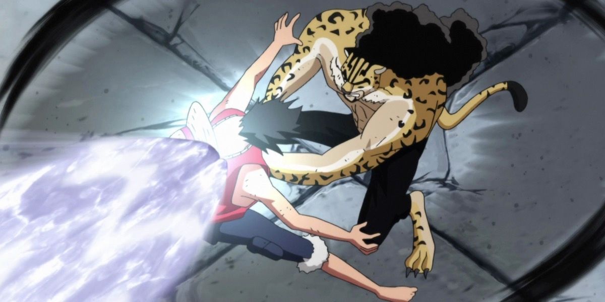 Lucci attacks Luffy head-on in One Piece