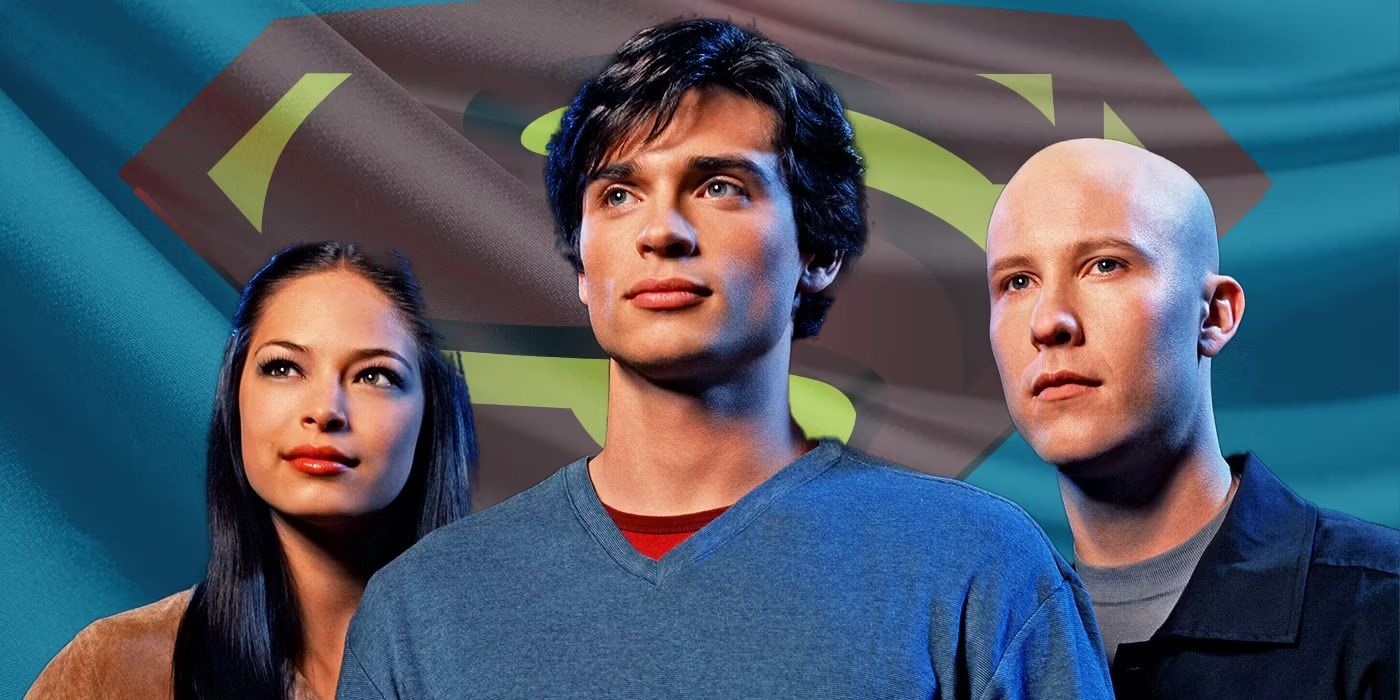Lana Lang, Clark Kent e Lex Luthor da série de TV Smallville.
