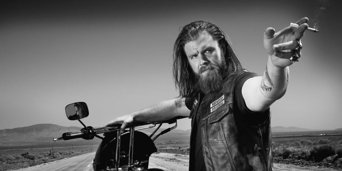 A black and white promotional image of Opie from Sons of Anarchy.